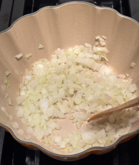 Browning Onions for Pumpkin Stew